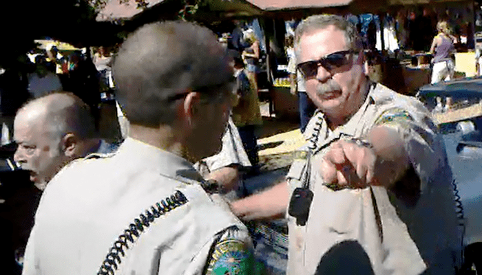 Sgt. Ken Southern arresting Mr. Chynoweth