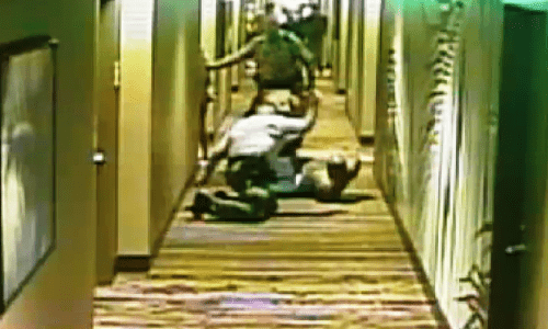 Jovan Jimenez getting beaten in a hotel hallway