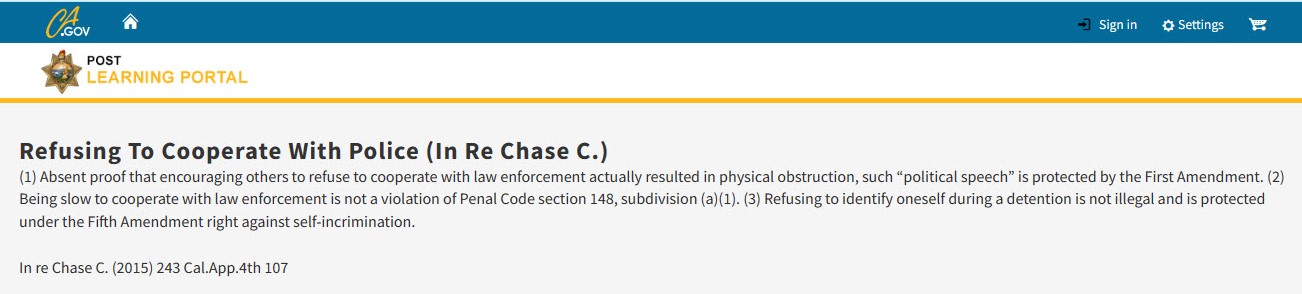 Refusing To Cooperate With Police (In Re Chase C.)