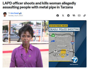 LAPD officer shoots and kills woman allegedly assaulting people with metal pipe in Tarzana