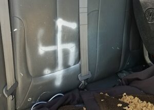 Swastika on Swaine's car