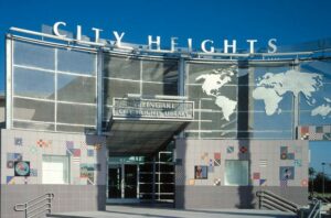 City Heights CA sign on building 2